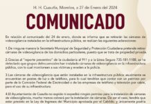 COMUNICADO – RETIRO DE CAMARAS DE VIDEO VIGILANCIA UTILIZADAS PRESUPUESTAMENTE PARA ACTOS DELICITIVOS