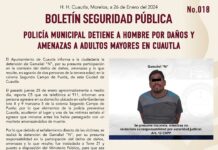 POLICÍA MUNICIPAL DETIENE A HOMBRE POR DAÑOS Y AMENAZAS A ADULTOS MAYORES EN CUAUTLA
