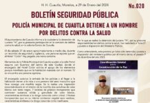 POLICIA DE CUAUTLA DETIENE A UN HOMBRE POR DELITOS CONTRA LA SALUD