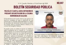 POLICÍA DE CUAUTLA LOGRA DETENCIÓN DE PRESUNTO SECUESTRADOR EN LA COLONIA HERMENEGILDO GALEANA