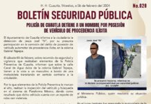 POLICÍA DE CUAUTLA DETIENE A UN MASCULINO POR POSESIÓN DE VEHÍCULO DE PROCEDENCIA ILÍCITA