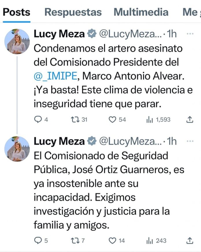 ES INSOSTENIBLE JOSÉ ORTIZ GUARNEROS ANTE ASESINATO DE MARCO ALVEAR: LUCY MEZA
