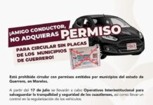 PROHIBIDOS LOS PERMISO DE GUERRERO PARA CIRCULAR SIN PLACAS