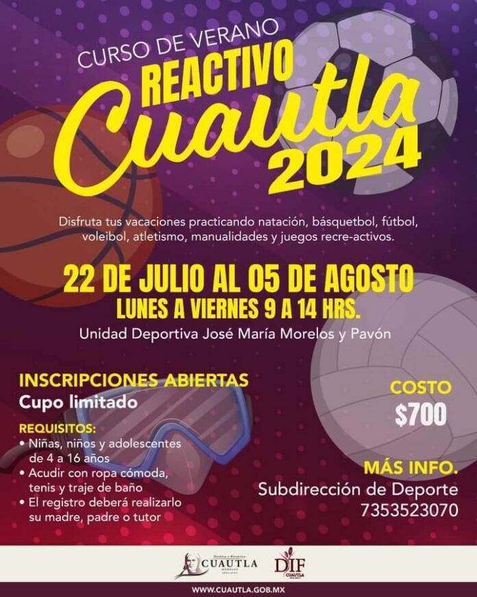 INSCRÍBETE AL CURSO DE VERANO REACTIVO CUAUTLA UDC 2024