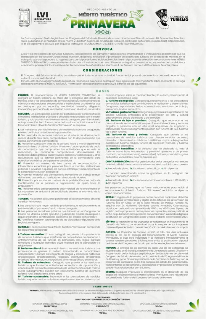 RECONOCIMIENTO MÉRITO TURÍSTICO ‘PRIMAVERA’ 2024