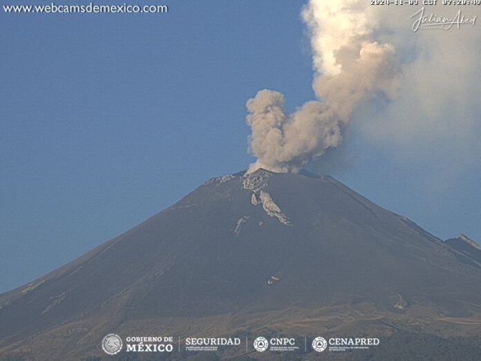 Reporte del monitoreo del CENAPREDal volcán Popocatépetl 03.Nov.2024