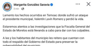 Margarita González Saravia lamenta muerte del presidente de Temoac