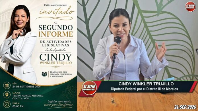 Cindy Winkler invita a su Segundo Informe de Actividades Legislativas en Cuautla