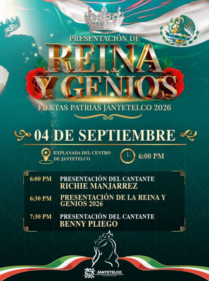 Presentación de Reina y Genios de las Fiestas Patrias 2026 en Jantetelco