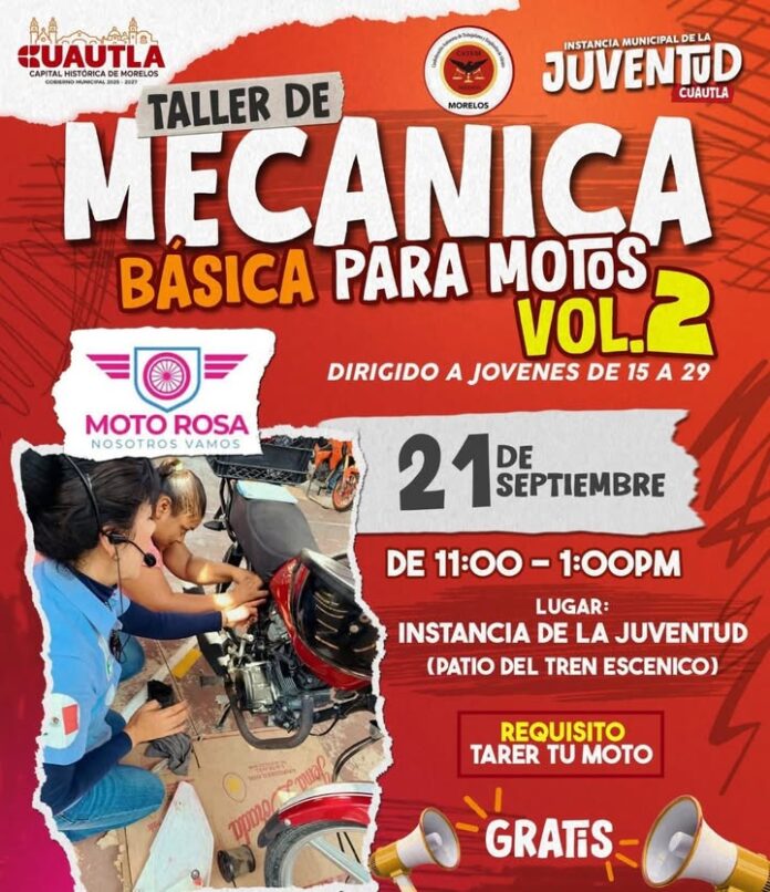 Gobierno de Cuautla Impulsa Taller de Mecánica Básica para Motos Dirigido a Jóvenes