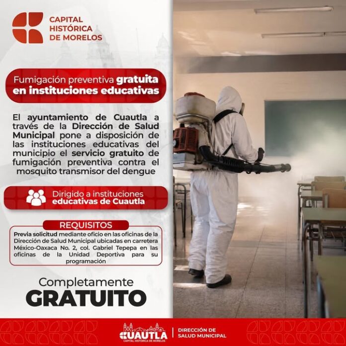 Ayuntamiento de Cuautla Ofrece Fumigación Preventiva Gratuita en Instituciones Educativas