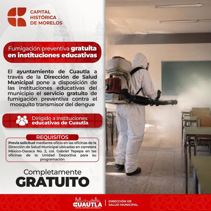 Ayuntamiento de Cuautla Ofrece Fumigación Preventiva Gratuita en Instituciones Educativas