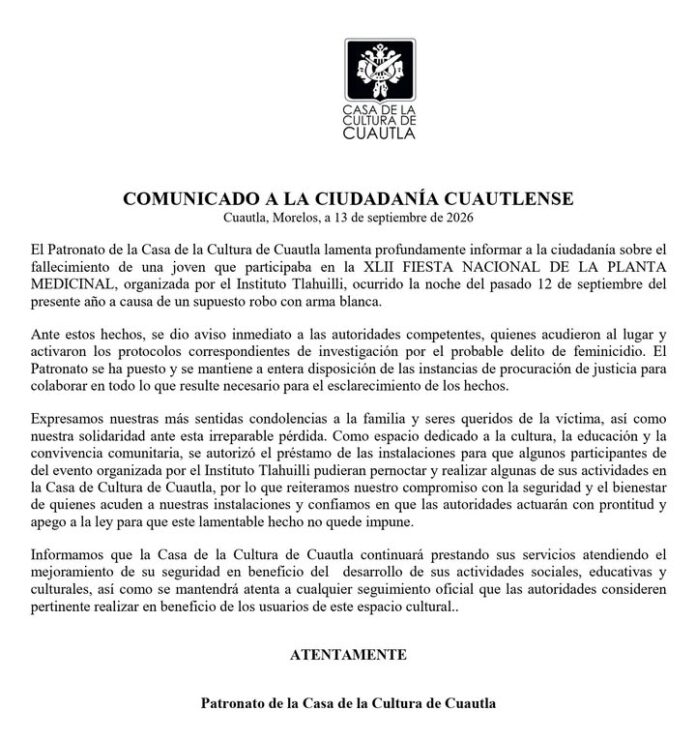Lamenta Patronato de la Casa de la Cultura de Cuautla 4Sesinato de Joven y Exige Justicia
