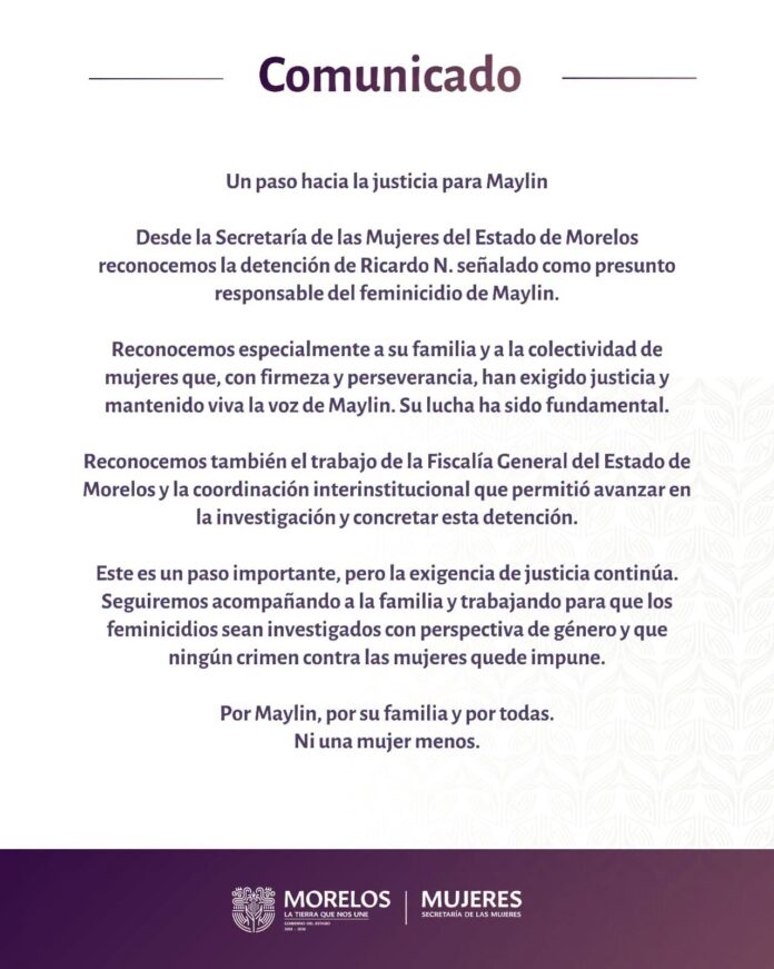 UN PASO HACIA LA JUSTICIA PARA MAYLIN: SECRETARÍA DE LAS MUJERES