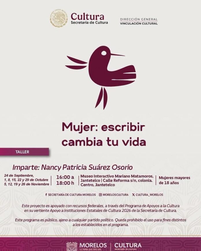 Participa en el Taller de Escritura en Jantetelco