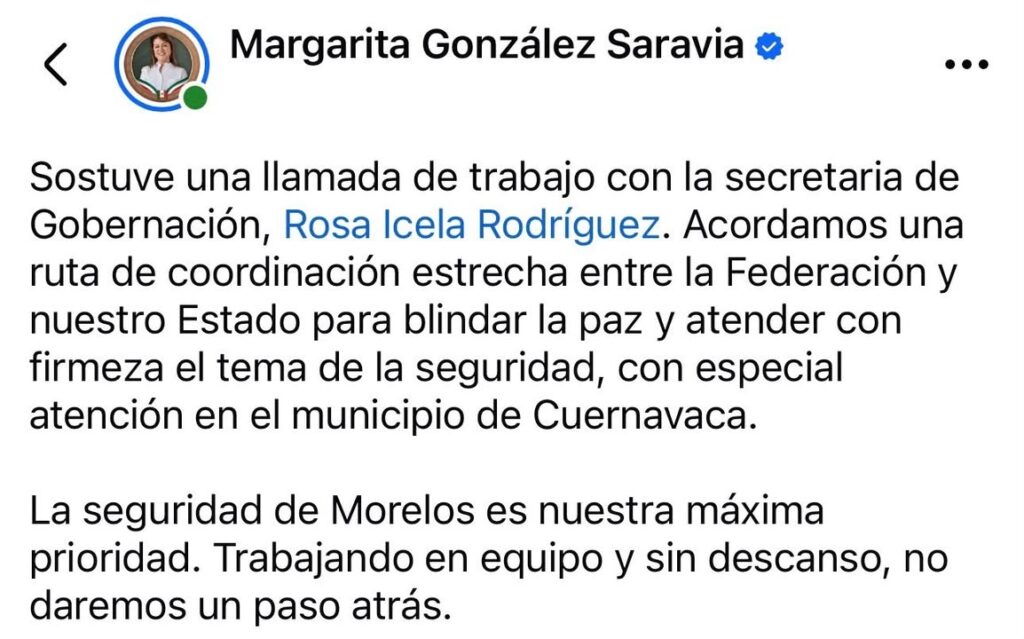 Reforzarán Gobiernos de México y Morelos Coordinación de Seguridad en Cuernavaca