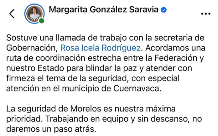 Reforzarán Gobiernos de México y Morelos Coordinación de Seguridad en Cuernavaca