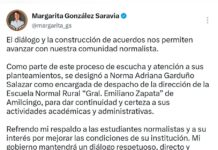 Designa Secretaría de Educación Encargada de Despacho en la Normal Rural de Amilcingo