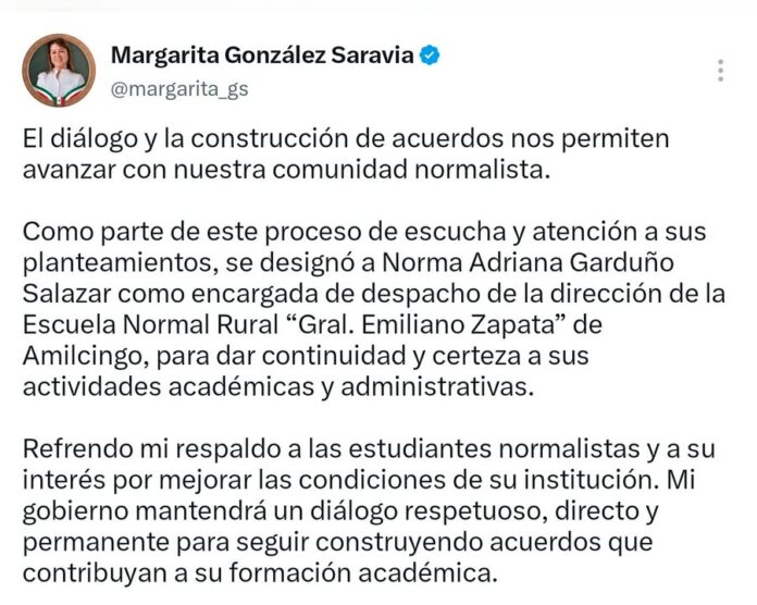 Designa Secretaría de Educación Encargada de Despacho en la Normal Rural de Amilcingo