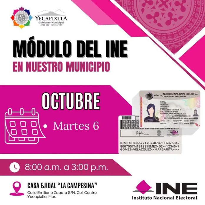 Módulo Itinerante del INE, en Yecapixtla