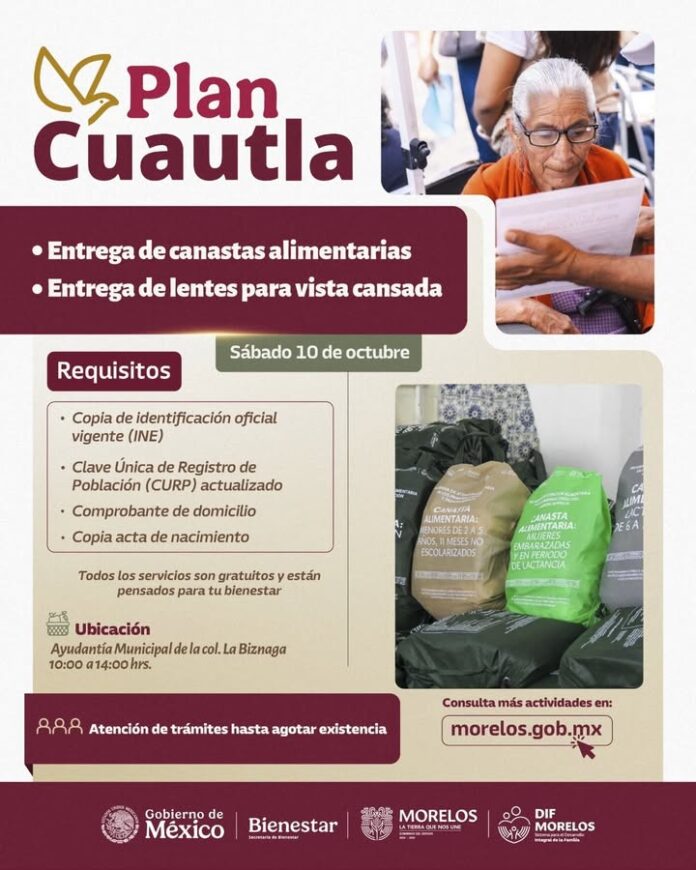 Invita Sedif a Familias de la Colonia Biznaga a Participar en Décima Jornada de Apoyos del Plan Cuautla