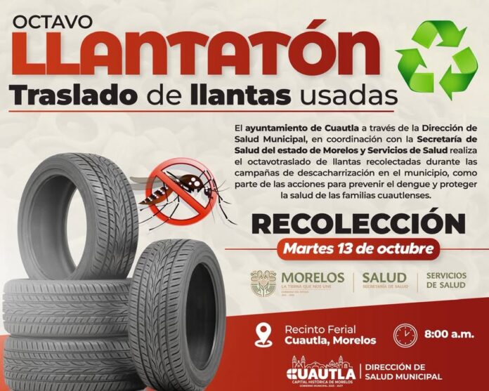 Realiza Ayuntamiento de Cuautla el Octavo Llantatón para Prevenir el Dengue y Proteger la Salud de las Familias