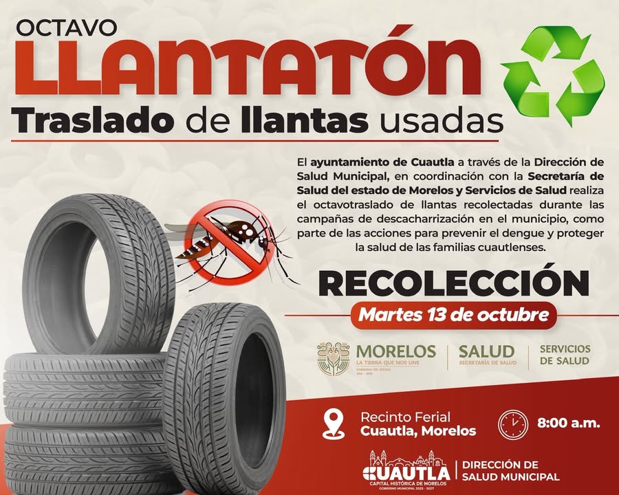 Realiza Ayuntamiento de Cuautla el Octavo Llantatón para Prevenir el Dengue y Proteger la Salud de las Familias