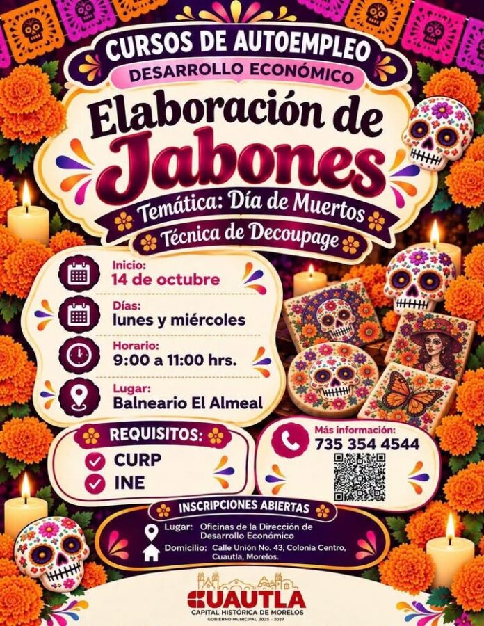 Únete al Curso de Elaboración de Jabones con Temática de Día de Muertos
