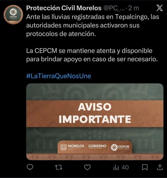 Ante las Lluvias Registradas en Tepalcingo