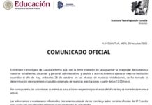 Tecnológico de Cuautla – Comunicado