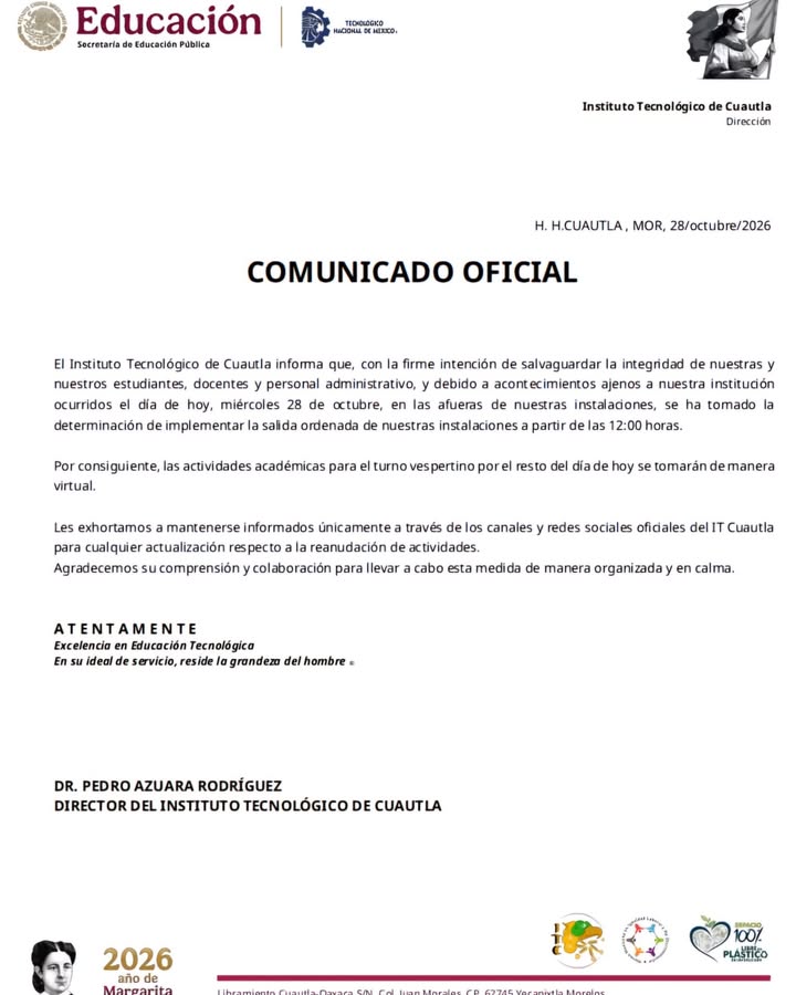 Tecnológico de Cuautla - Comunicado