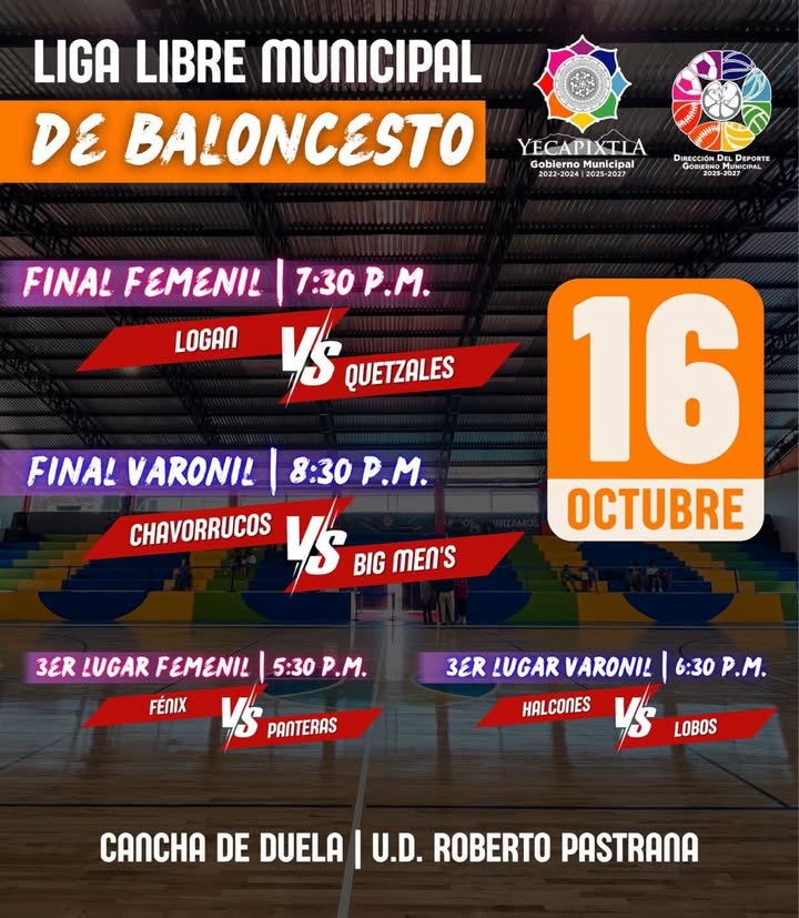 Invitan a Disfrutar de las Finales de la Liga Libre Municipal de Baloncesto en Yecapixtla