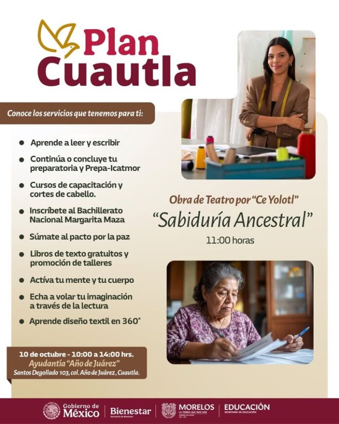 Ofrece Plan Cuautla Servicios Educativos y de Capacitación a Familias de la Colonia Año de Juárez