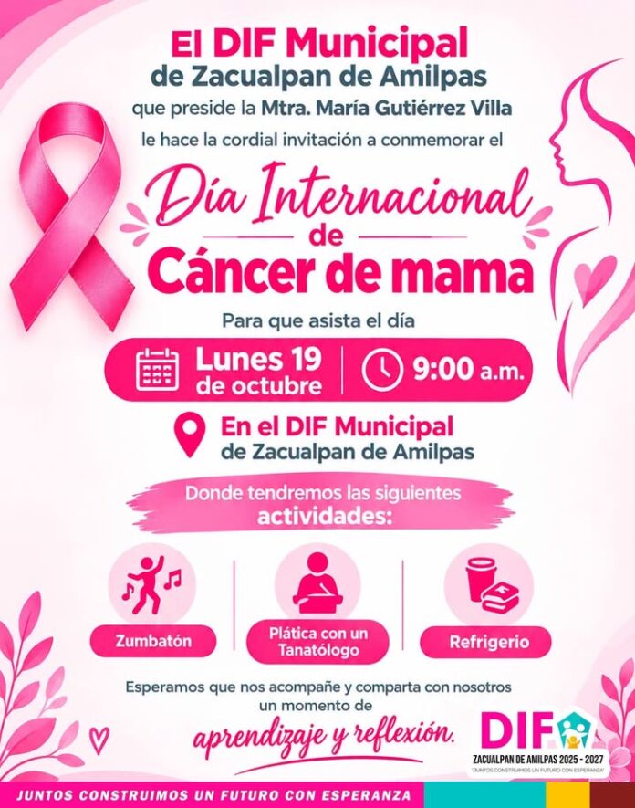 Llama DIF Zacualpan a Tomar Conciencia Sobre el Cáncer de Mama