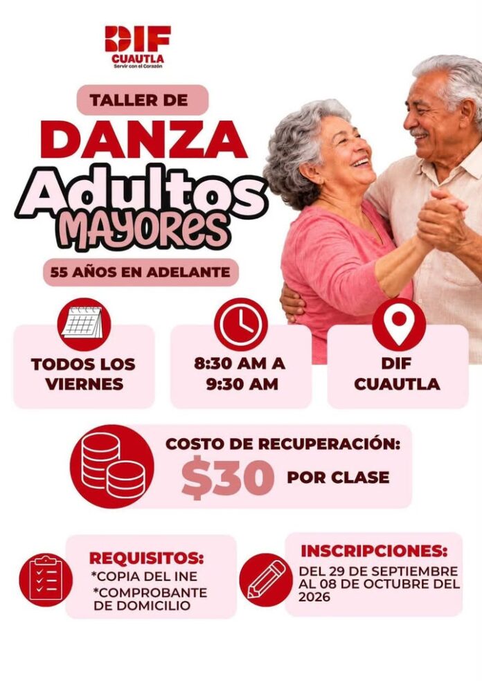 DIF Cuautla Invita a Personas Adultas Mayores a Participar en Taller de Danza