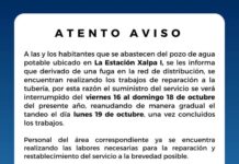 Atento Aviso • Suspensión Temporal en el Suministro de Agua en la Estación Xalpa I