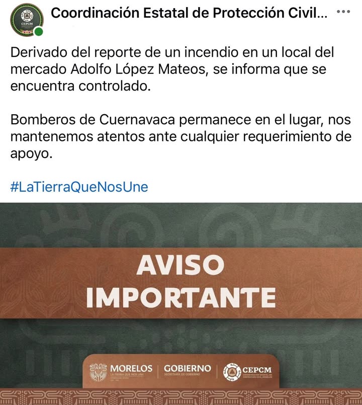 Informa Gobierno Sobre Control de Incendio en Local del Mercado Adolfo López Mateos