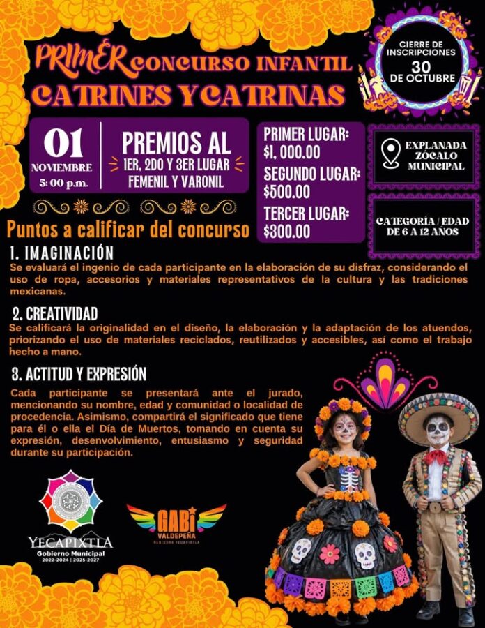 ¡Primer Concurso Infantil de Catrines y Catrinas en Yecapixtla!