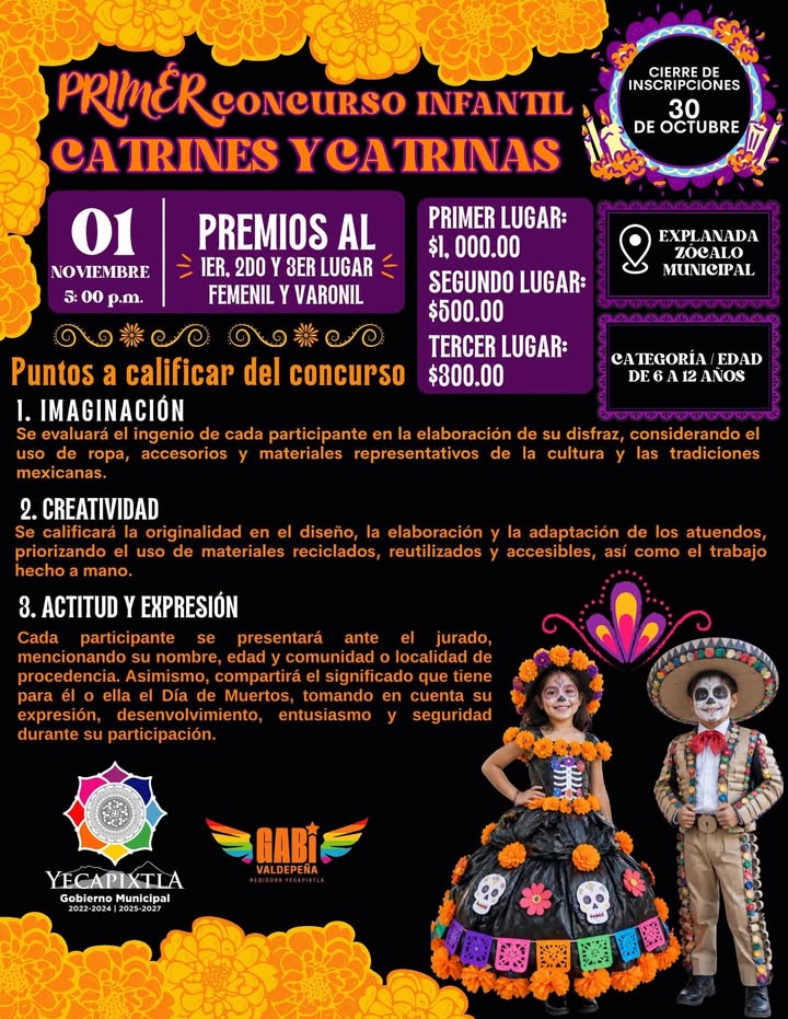 ¡Primer Concurso Infantil de Catrines y Catrinas en Yecapixtla!