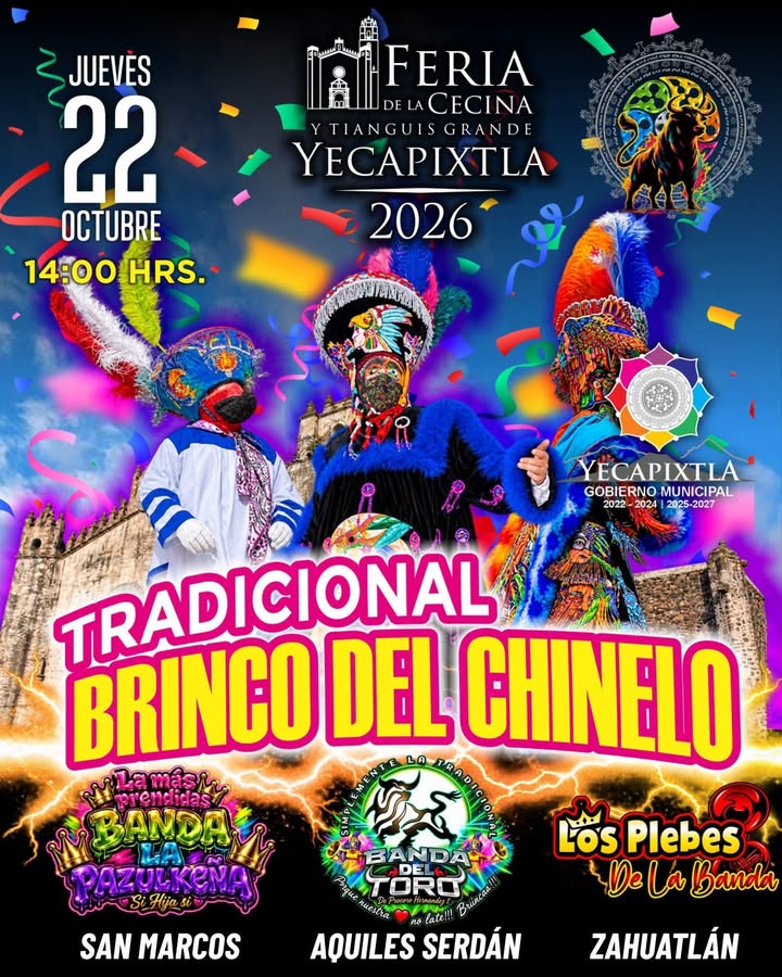 Tradicional Brinco del Chinelo para el Arranque de la Feria de la Cecina y Tianguis Grande Yecapixtla 2026