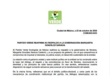Partido Verde Reafirma Respaldo a la Gobernadora Margarita González Saravia y al Trabajo Conjunto en Morelos