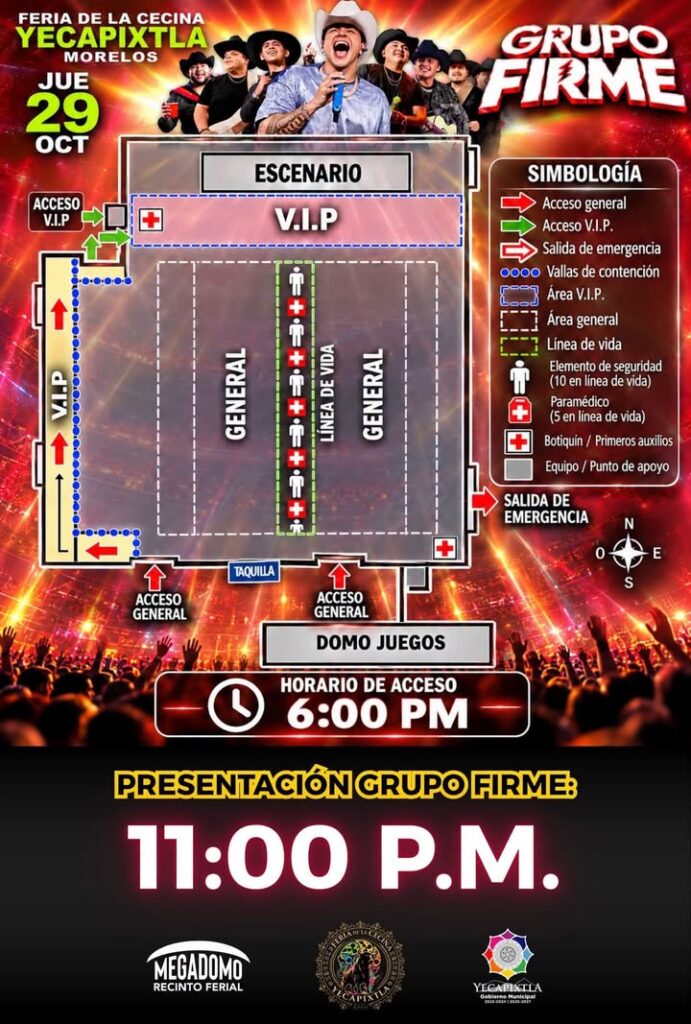 Listos para Disfrutar de una Noche Inolvidable Mapa de Accesos para el Concierto de Grupo Firme en la Feria de la Cecina Yecapixtla 2026