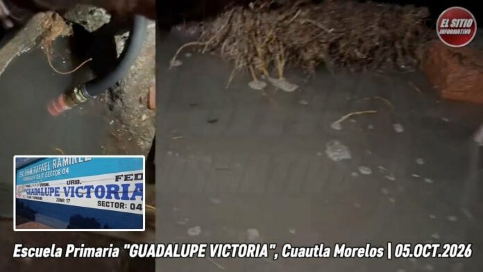 En riesgo por presencia de socavón, Primaria Guadalupe Victoria de Cuautla Morelos